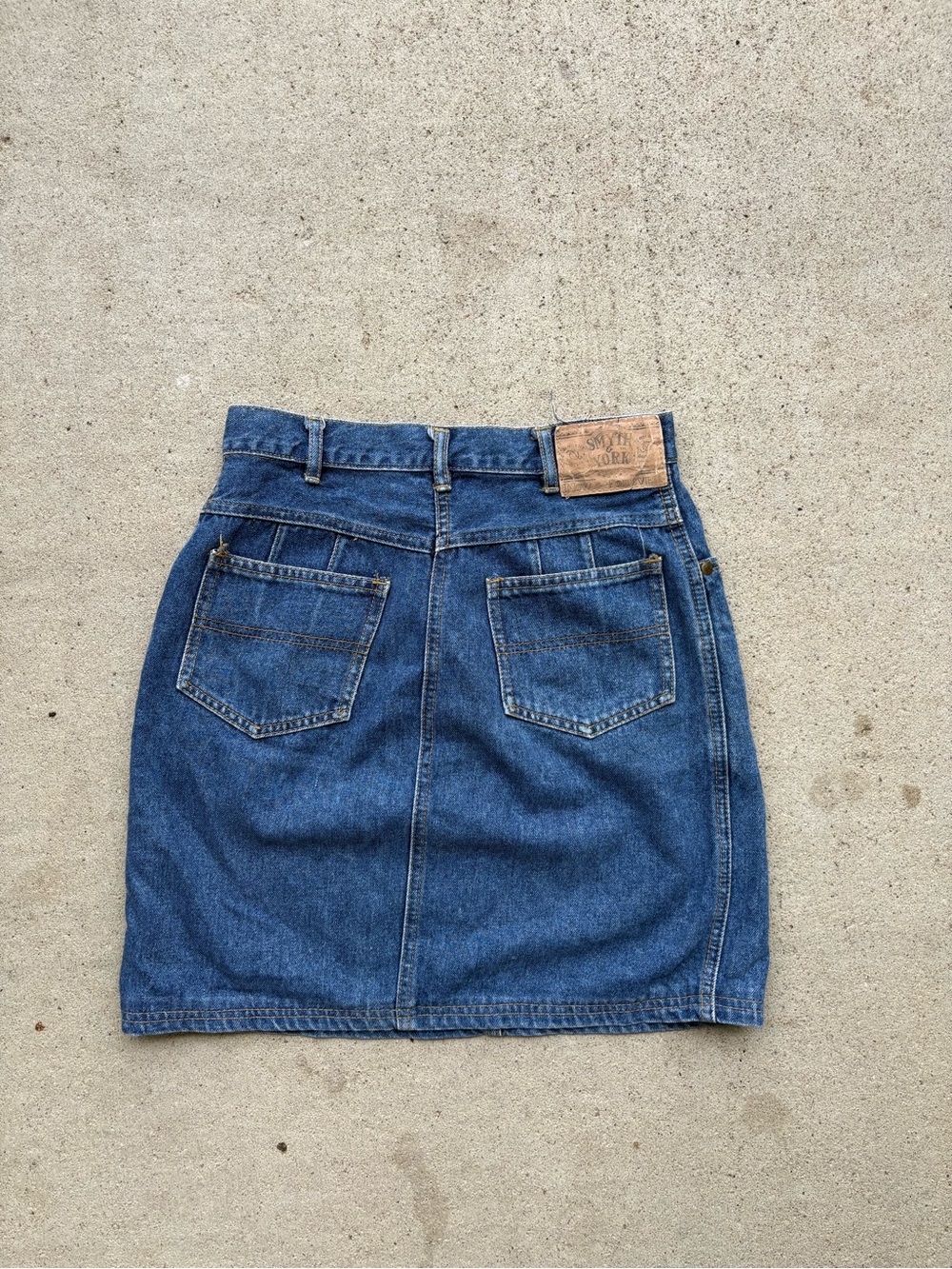 Vintage 80s Smith and York High Rise Denim Mini Skirt Western Glove Works 24x17